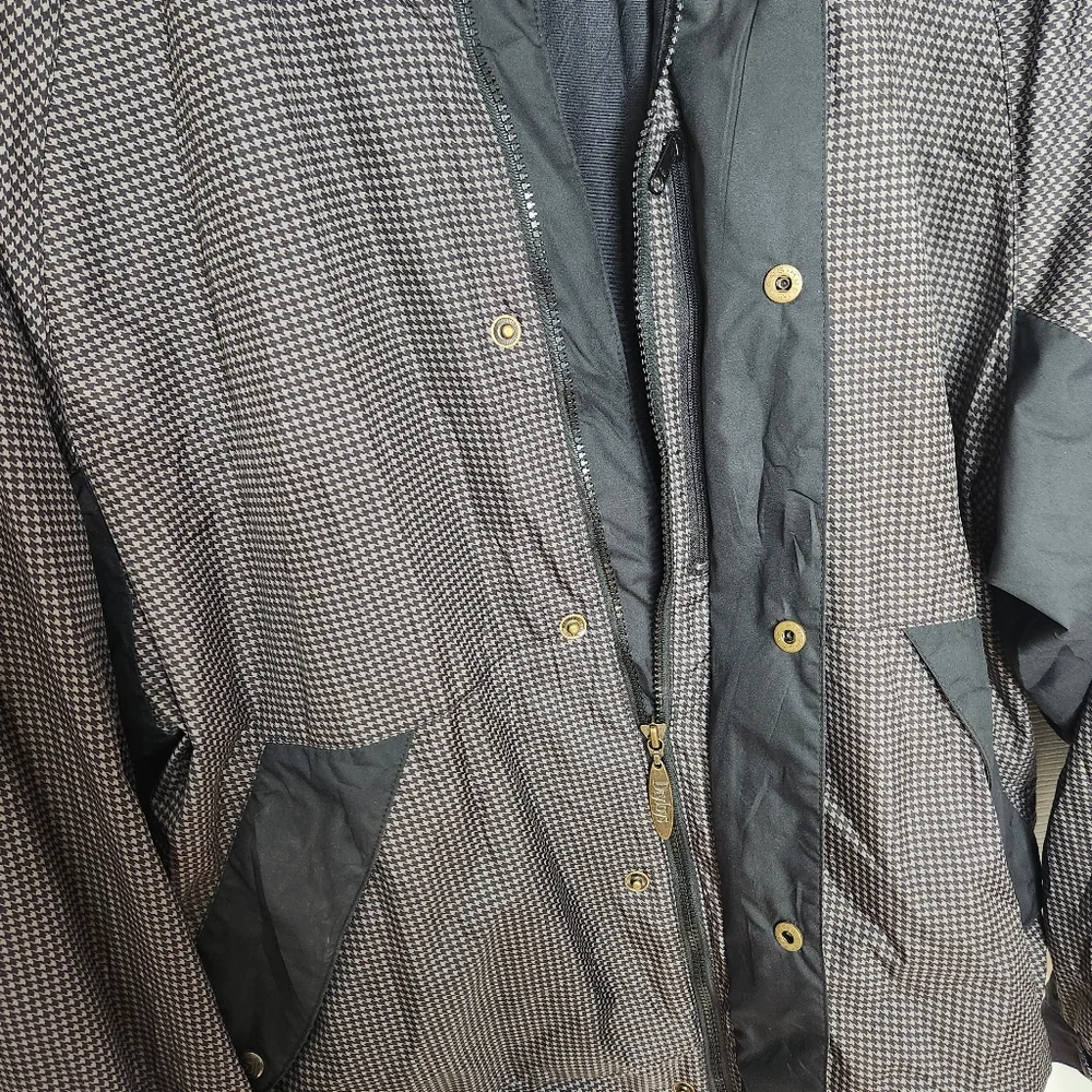 Men's DryJoys By FootJoy Houndstooth Black Beige Rain Golf Jacket Size Large - Picture 7 of 14